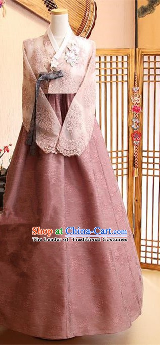 Korean Traditional Tang Garment Hanbok Formal Occasions Pink Dress Ancient Costumes for Women