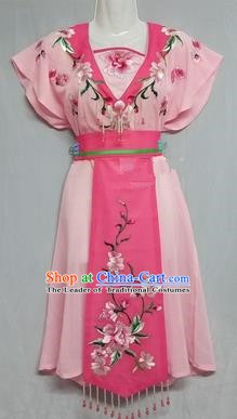 China Traditional Beijing Opera Maidservants Costume Chinese Peking Opera Maid Light Pink Dress