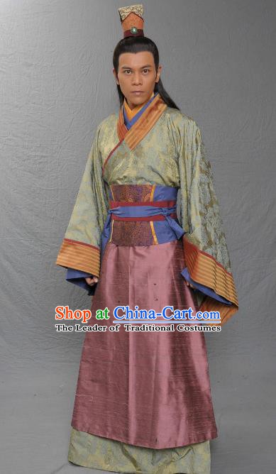 Chinese Song Dynasty Minister Dong Mingxuan Clothing Ancient Chancellor Replica Costume for Men