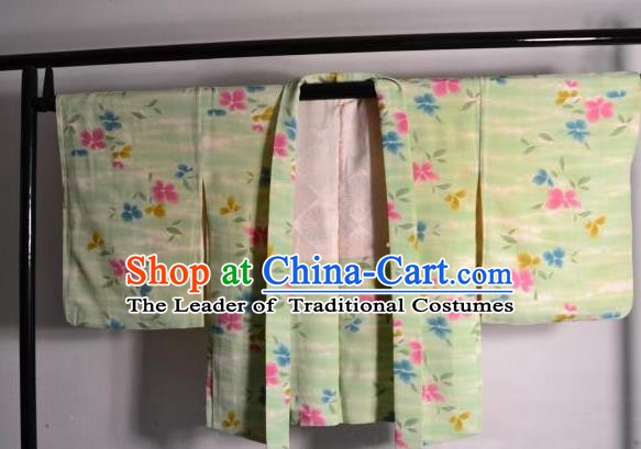 Japanese National Costume Kimonos Haori Blouse Kimono Ancient Yukata Green Shirts for Women