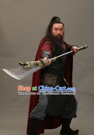 Chinese Ancient Novel Water Margin Character Guan Sheng Costume Song Dynasty Mount Liang Castellan Replica Costume