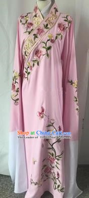 China Traditional Beijing Opera Scholar Pink Costume Chinese Peking Opera Niche Embroidered Peony Robe for Adults