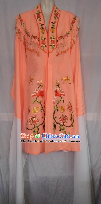 China Traditional Beijing Opera Actress Embroidered Orange Cloak Chinese Peking Opera Princess Costume