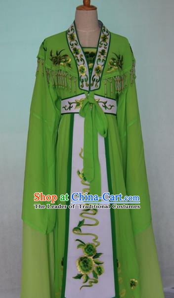 China Traditional Beijing Opera Embroidered Green Dress Chinese Peking Opera Actress Costume