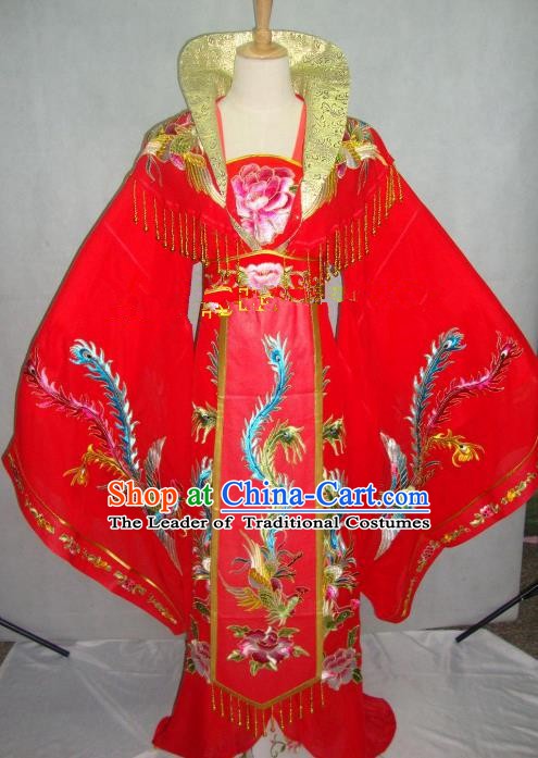 Traditional China Beijing Opera Diva Embroidered Red Dress Chinese Peking Opera Empress Costume