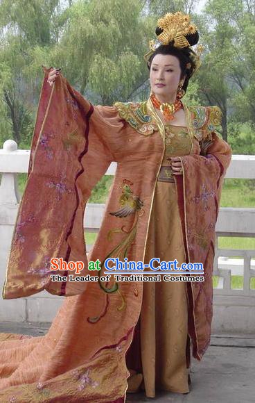 Chinese Traditional Tang Dynasty Empress Wu Zetian Embroidered Dress Queen Replica Costume for Women