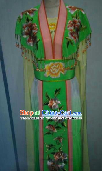 Traditional China Beijing Opera Princess Green Dress Chinese Peking Opera Diva Embroidered Costume