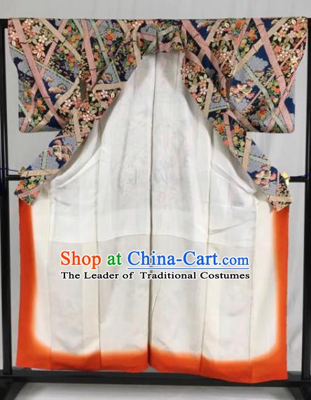 Japan Traditional Palace Printing Kimono Formal Costume Furisode Kimonos Ancient Yukata Dress for Women