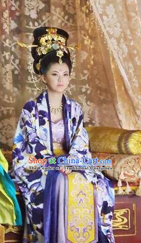 Ancient Chinese Tang Dynasty Empress Wu Zetian Hanfu Dress Queen Replica Costume for Women