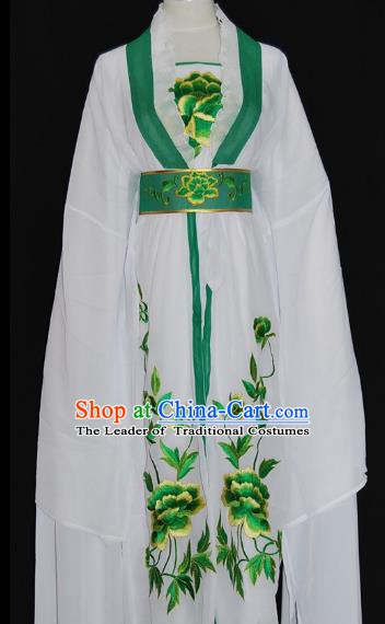 Traditional Chinese Beijing Opera Diva Green Dress Peking Opera Nobility Lady Embroidered Costume