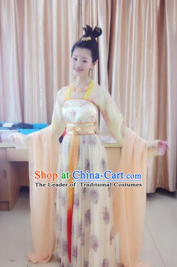 Chinese Ancient Tang Dynasty Princess Embroidered Dress Fairy Replica Costume for Women