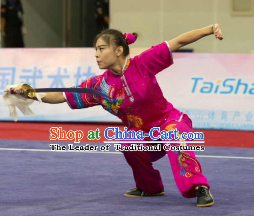 Top Southern Fist Kung Fu Uniforms  Tai Chi Uniforms Martial Arts Blouse Pants Kung Fu Suits Kungfu Outfit Professional Kung Fu Clothing Complete Set for Girls Kids