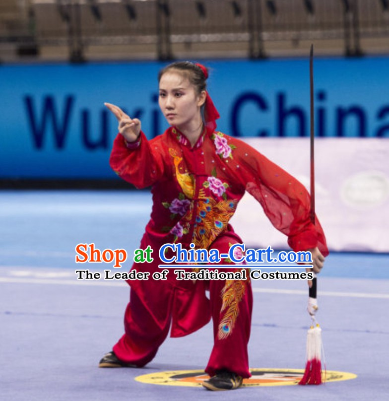 Supreme Competition Female Taiji Quan Uniforms Kung Fu Suit Kung Fu Uniform Chinese Jacket Taiji Clothes Dress Dresses Kung Fu Clothing Embroidered Tai Chi Suits Custom Kung Fu Embroidery Uniforms