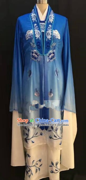 Traditional Chinese Beijing Opera Costume Professional Peking Opera Diva Blue Dress