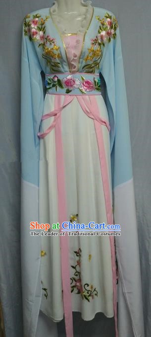 Traditional Chinese Beijing Opera Nobility Lady Costume Professional Peking Opera Diva Blue Dress