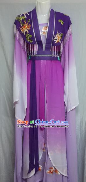 Top Grade Chinese Beijing Opera Actress Purple Dress China Peking Opera Nobility Lady Costume