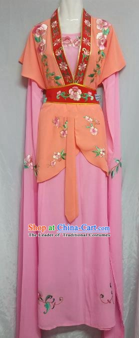 Top Grade Chinese Beijing Opera Maidservants Pink Dress China Peking Opera Young Lady Embroidered Costume