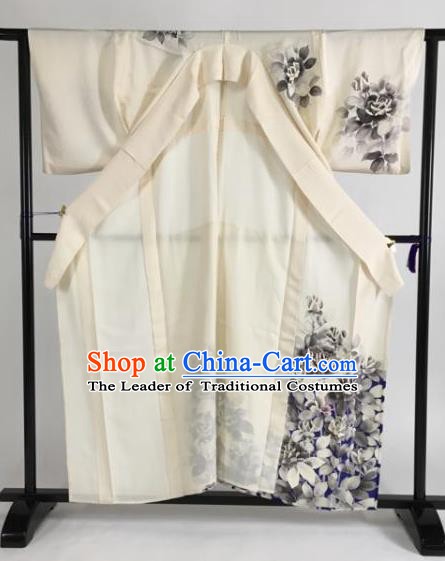 Japan Traditional Kimonos Ink Painting Furisode Kimono Ancient Yukata Dress Formal Costume for Women