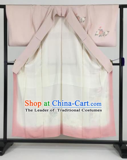 Japan Traditional Pink Kimono Furisode Kimono Ancient Yukata Dress Formal Costume for Women