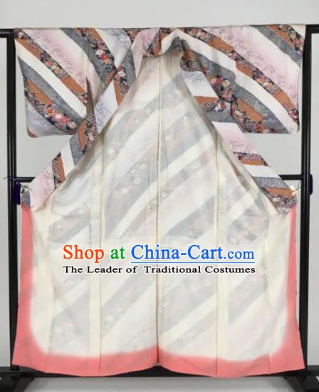 Japan Traditional Palace Pink Furisode Kimono Ancient Female Yukata Dress Formal Costume for Women