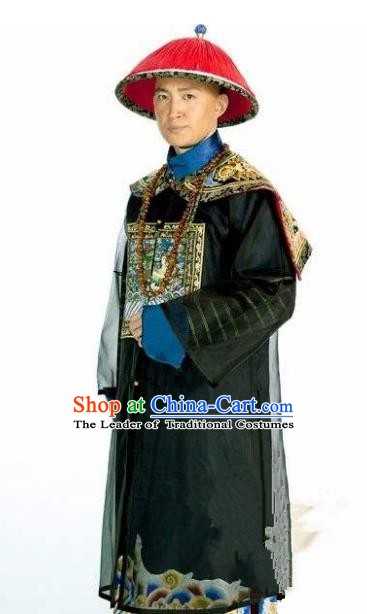 Chinese Traditional Historical Costume China Qing Dynasty Minister Li Wei Embroidered Gwanbok Clothing