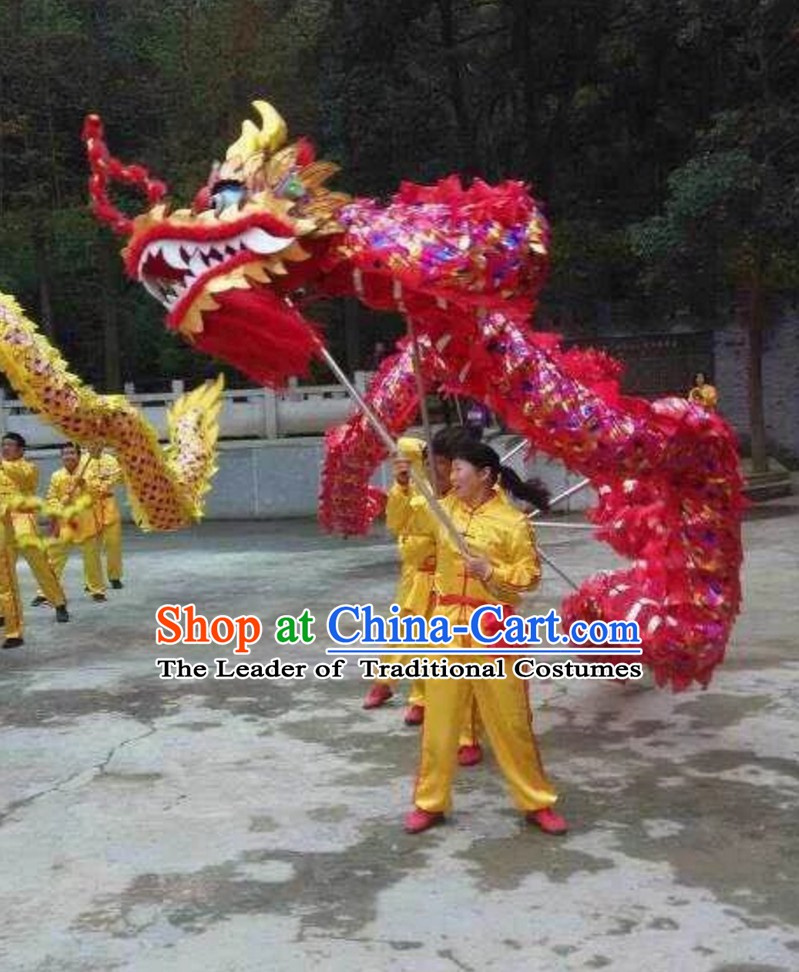 Top Chinese Classical Parade Procession Blue Rainbow Dragon Dance Costumes Complete Set for 8 People Adults or Kids