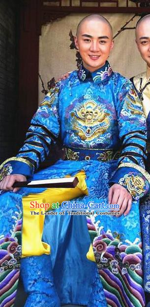 Chinese Traditional Kangxi Emperor Historical Costume China Qing Dynasty Majesty Clothing