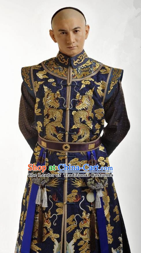 Chinese Traditional Kangxi Four Prince Yinzhen Historical Costume China Qing Dynasty Embroidered Clothing