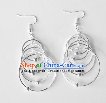 Traditional Chinese Miao Nationality Sliver Earrings Hmong Accessories Eardrop for Women