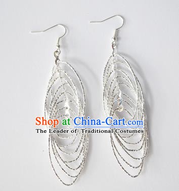 Traditional Chinese Miao Nationality Earrings Hmong Accessories Sliver Eardrop for Women