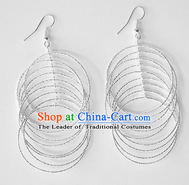 Traditional Chinese Miao Nationality Earrings Rings Hmong Accessories Sliver Eardrop for Women