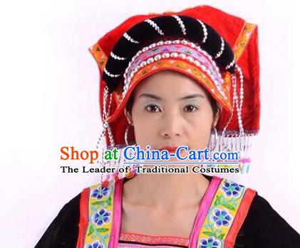 Traditional Chinese Yi Nationality Hair Accessories Female Cloth Hats Yi Ethnic Minority Headwear for Women