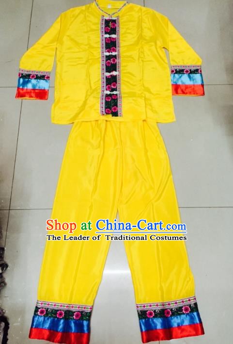 Traditional Chinese Dai Nationality Costume, China Dai Ethnic Folk Dance Clothing for Men