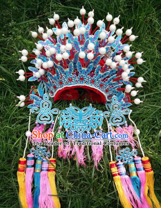 Traditional Chinese Beijing Opera Wedding Hair Accessories Phoenix Coronet Ancient China Peking Opera Bride Hats Headwear