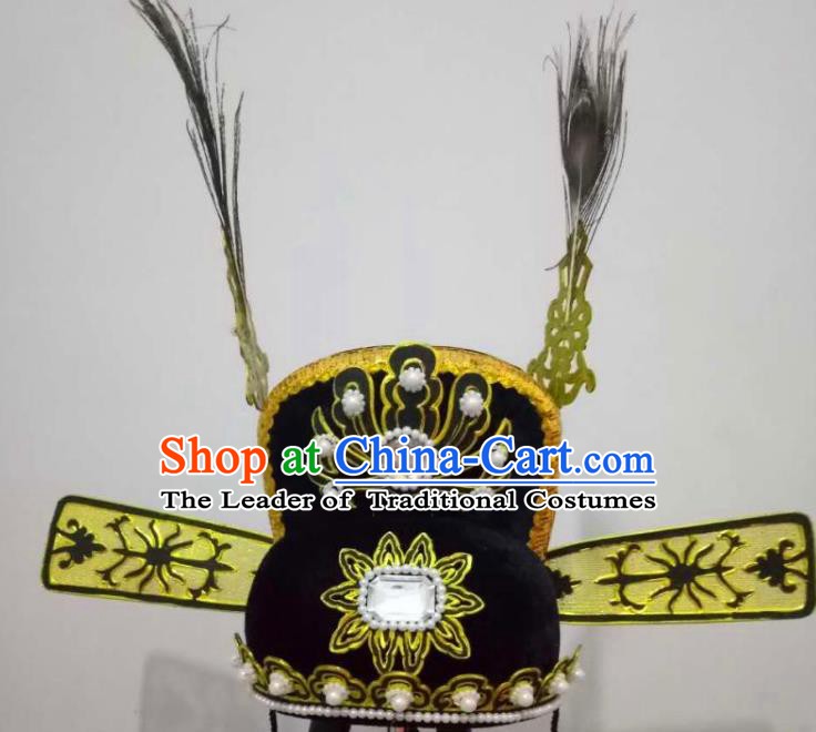 Traditional Chinese Beijing Opera Niche Hair Accessories Black Hats Peking Opera Scholar Headwear