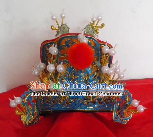 Traditional Chinese Beijing Opera Emperor Hair Accessories Peking Opera Golden Hats Headwear