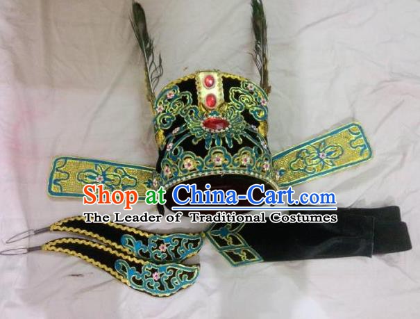 Traditional Chinese Beijing Opera Young Men Black Hats Peking Opera Niche Headwear