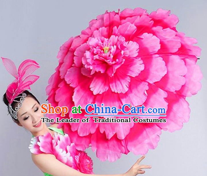 Chinese Folk Dance Props Accessories Stage Performance Peony Umbrellas for Women