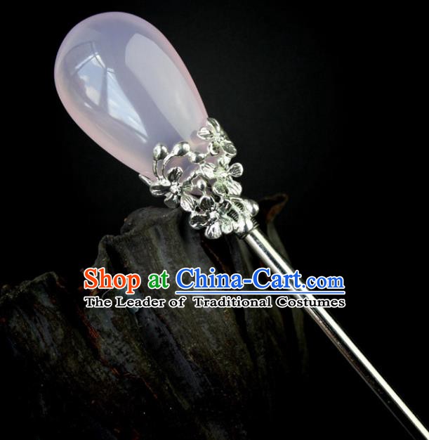 Chinese Ancient Handmade Hair Accessories Pink Hair Stick Hairpins for Women