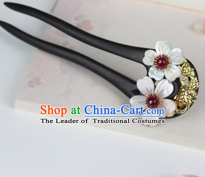 Chinese Ancient Handmade Hair Accessories Classical Ebony Hairpins Hanfu Hair Clips for Women