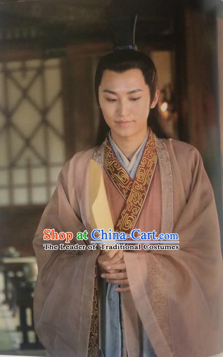 Traditional Chinese Wei and Jin Dynasties Calligrapher Wang Xizhi Replica Costume for Men