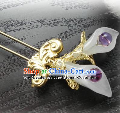 Chinese Handmade Ancient Jade Hairpins Hair Accessories Classical Hanfu Hair Clip for Women