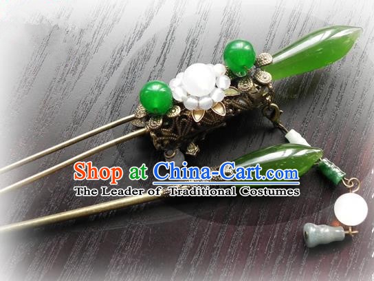 Chinese Handmade Ancient Agate Hairpins Hair Accessories Classical Hanfu Hair Clip for Women