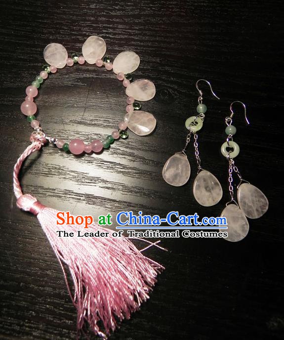 Chinese Handmade Ancient Accessories Crystal Bracelets and Earrings for Women