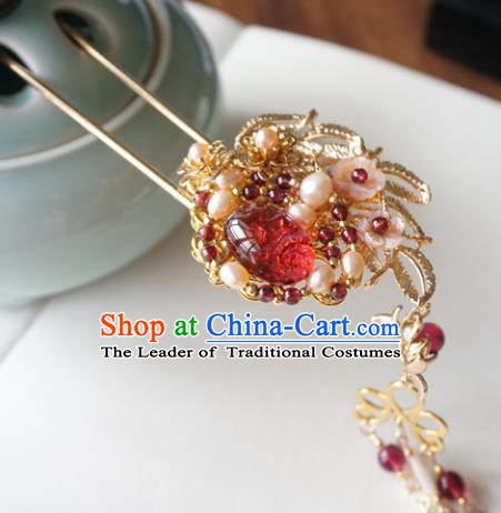 Chinese Ancient Handmade Hanfu Tassel Hairpins Step Shake Hair Accessories for Women