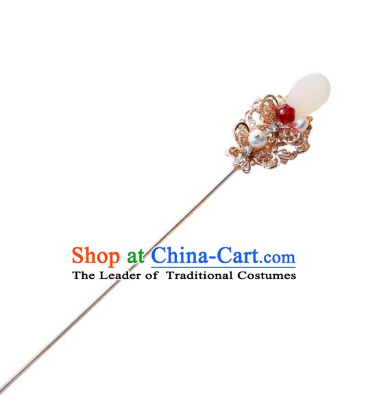 Chinese Ancient Handmade Hanfu Red Bead Hair Clip Hairpins Hair Accessories for Women