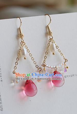 Chinese Handmade Ancient Jewelry Accessories Pearls Eardrop Hanfu Earrings for Women