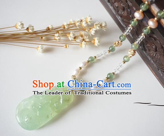 Chinese Handmade Ancient Jewelry Accessories Tassel Necklace Hanfu Jade Necklet for Women