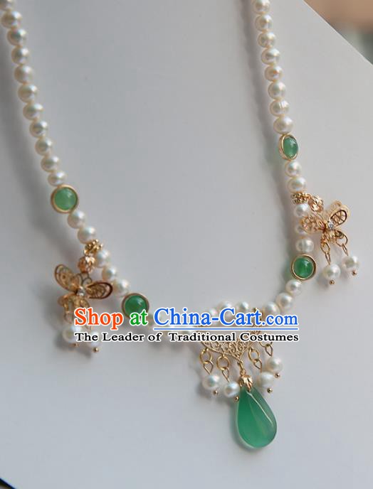 Chinese Handmade Ancient Jewelry Accessories Pearls Hanfu Necklace for Women