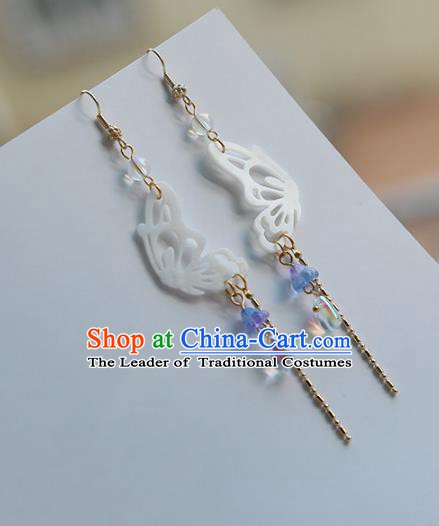 Chinese Handmade Ancient Jewelry Accessories Shell Butterfly Eardrop Hanfu Earrings for Women